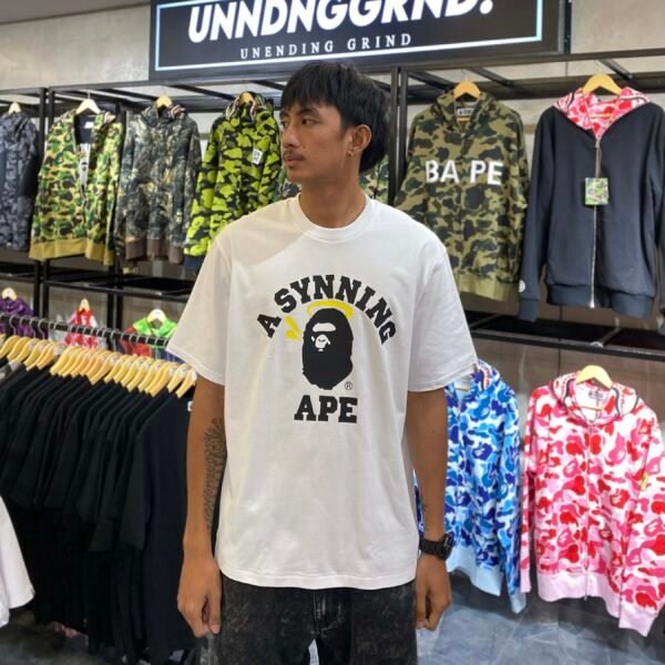 BRANDNEW BAPE x SPOTIFY x SYNA By Central Cee College Logo Relaxed Fit White Tee (Medium)