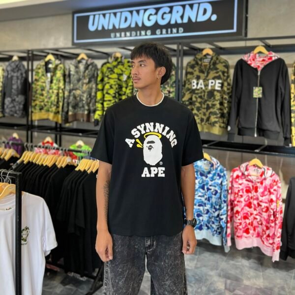 BRANDNEW BAPE x SPOTIFY x SYNA By Central Cee College Logo Relaxed Fit Black Tee (Medium)