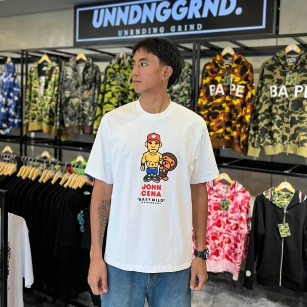 BRANDNEW BAPE BABY MILO x WWE JOHN CENA Relaxed Fit White Tee (Medium)