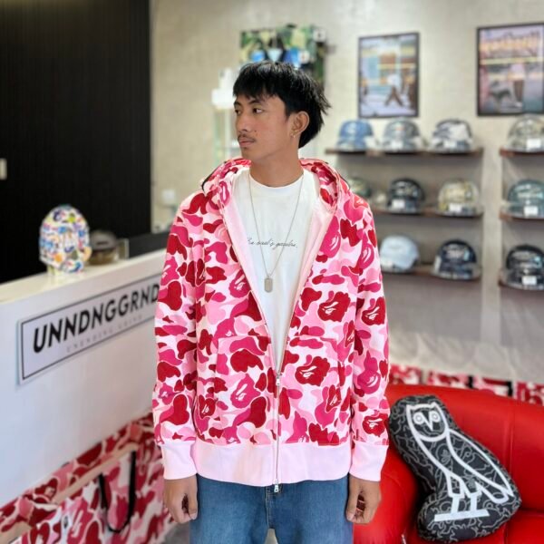 BRANDNEW BAPE SHARK ABC Pink Camo Full Zip Hoodie (Large)