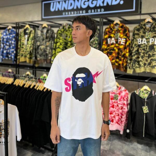 BRANDNEW BAPE x SPOTIFY x SYNA By Central Cee Ape Head Relaxed Fit White Tee (XL)