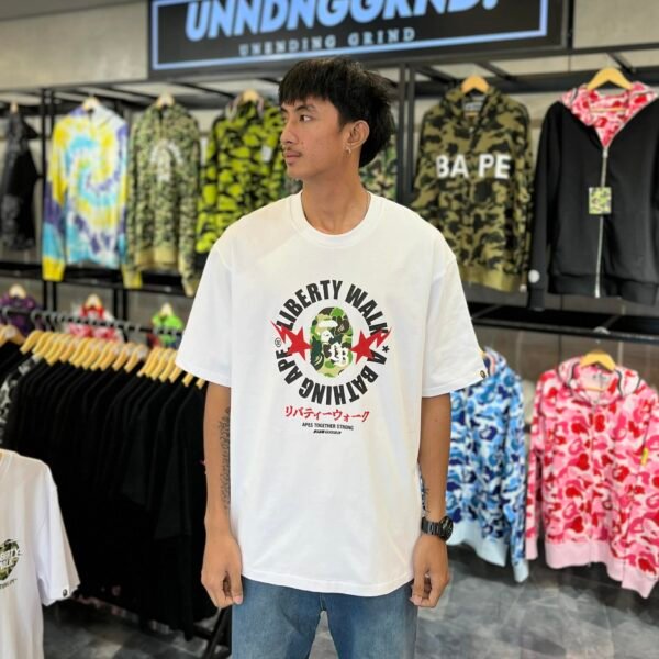 BRANDNEW BAPE x LIBERTY WALK ABC Camo Relaxed Fit White Tee (XL)