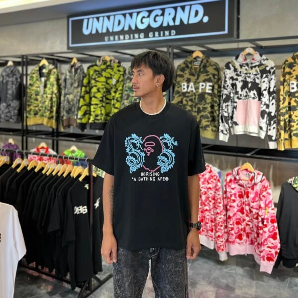 BRANDNEW BAPE x 88Rising Neon Logo Relaxed Fit Black Tee (Large) - SOLD