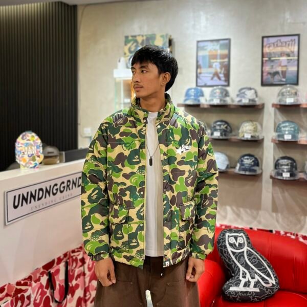 BRANDNEW BAPE x SPOTIFY x SYNA By Central Cee Green Camo Puffer Jacket (Medium) - SOLD