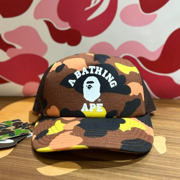 BRANDNEW BAPE Yellow 1st Camo College Mesh Cap