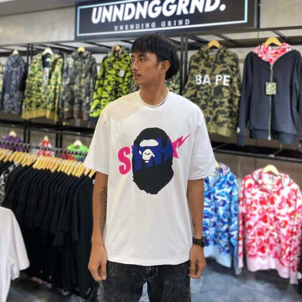BRANDNEW BAPE x SPOTIFY x SYNA By Central Cee Ape Head Relaxed Fit White Tee (Large)