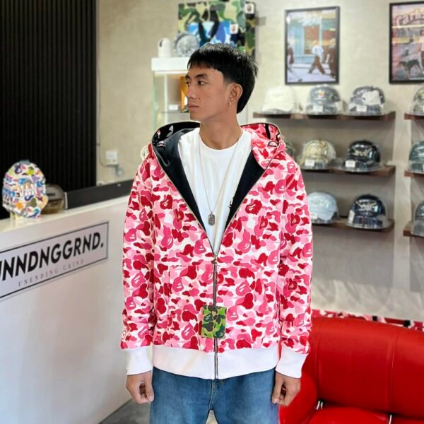 BRANDNEW BAPE Shark ABC Pink Camo Reversible Full Zip Hoodie (XL)