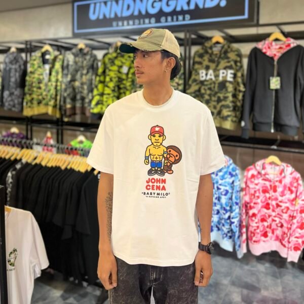 BRANDNEW BAPE BABY MILO x WWE JOHN CENA Relaxed Fit White Tee (Large)