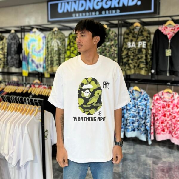 BRANDNEW BAPE x CR7 Life Camo Relaxed Fit White Tee (XL)