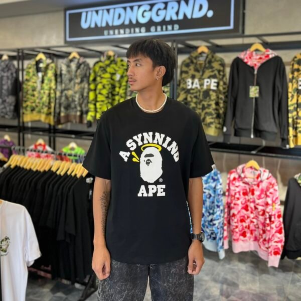 BRANDNEW BAPE x SPOTIFY x SYNA By Central Cee College Logo Relaxed Fit Black Tee (Large)