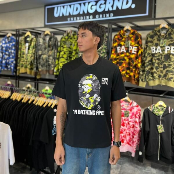 BRANDNEW BAPE x CR7 Life Camo Relaxed Fit Black Tee (Small)