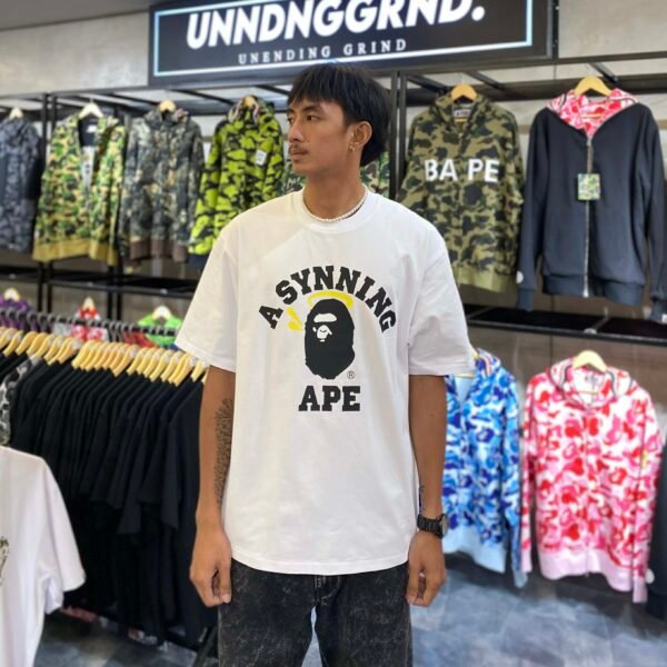 BRANDNEW BAPE x SPOTIFY x SYNA By Central Cee College Logo Relaxed Fit White Tee (Large)