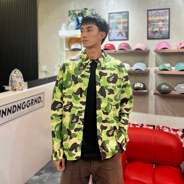 BAPE One Point Green Camo Polo Long Sleeves (XL) - SOLD