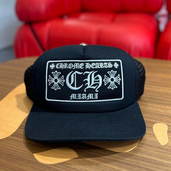 BRANDNEW Chrome Hearts CH Miami Trucker Hat Black