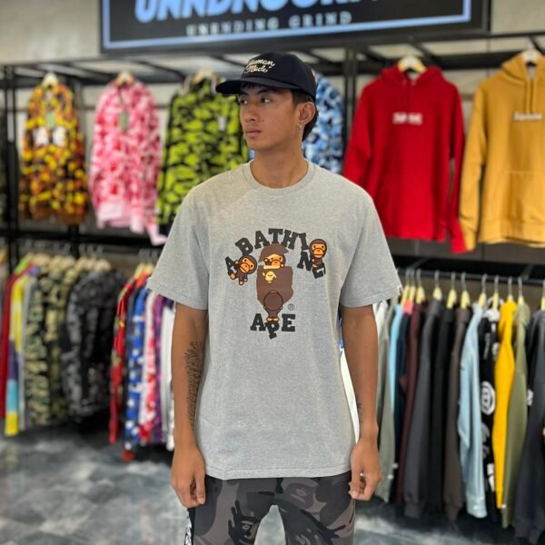 BRANDNEW BAPE Baby Milo Crack Head Gray Tee (XL) - SOLD