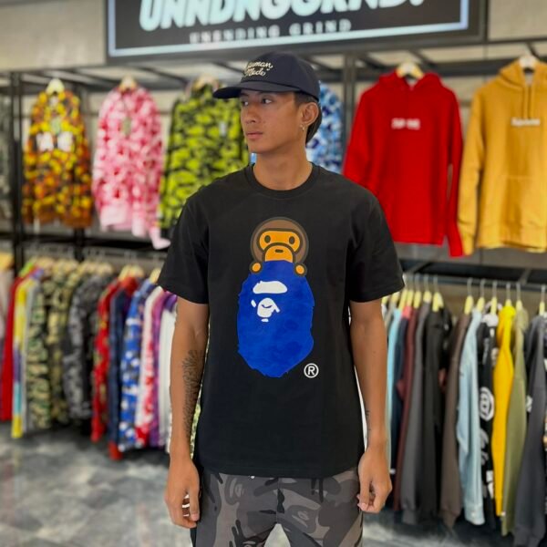 BRANDNEW BAPE Ink Camo Milo On Ape Head Black Tee (Large) - SOLD