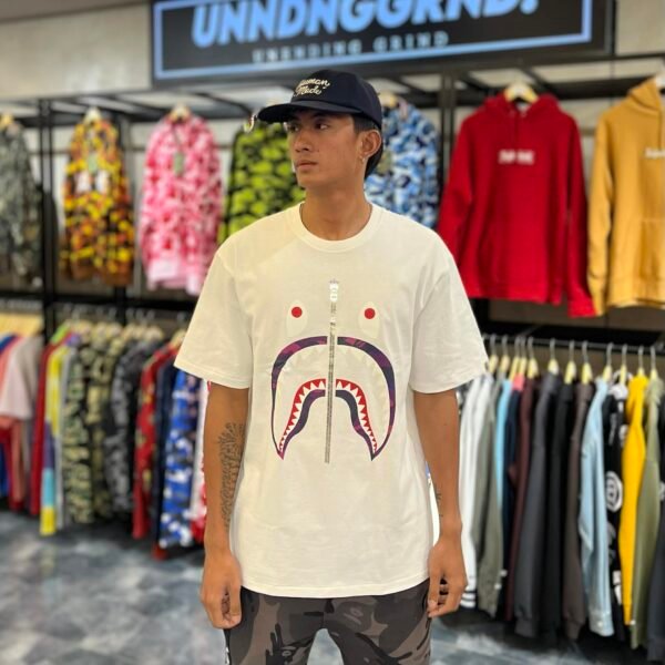 BRANDNEW BAPE Purple Shark White Tee (XL)