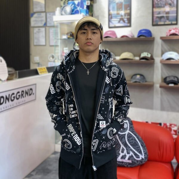 AAPE Planets AOP Black Zip Up Hoodie (Medium) - SOLD