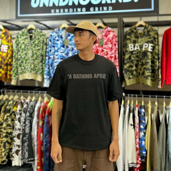 BRANDNEW BAPE Reversed Stitch Embroidered Black Tee (Medium) - SOLD