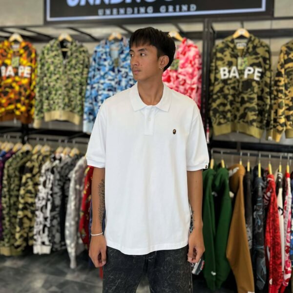 BRANDNEW BAPE One Point White Polo Shirt (Large)