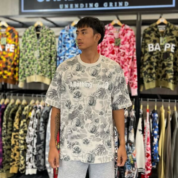 BRANDNEW BAPE Floral Solid Camo Logo Gray Tee (XL) - SOLD