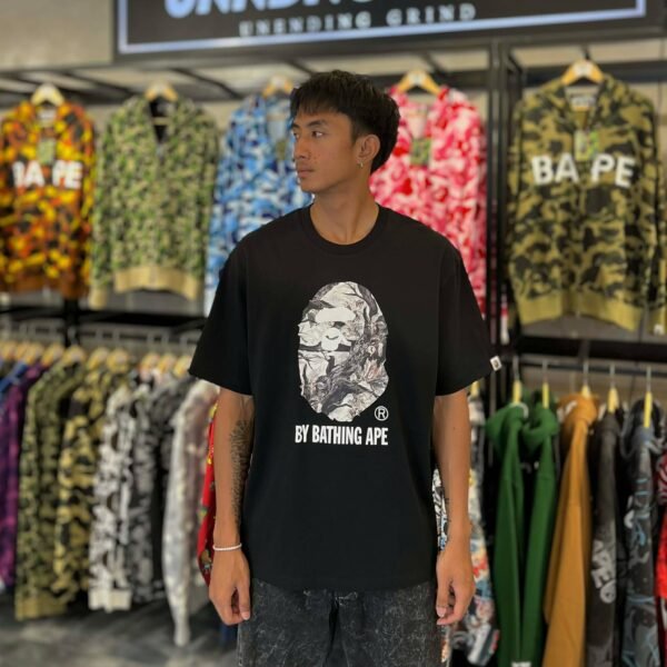 BRANDNEW BAPE Tree Edge Camo Head Black Relaxed Fit Tee (Large)