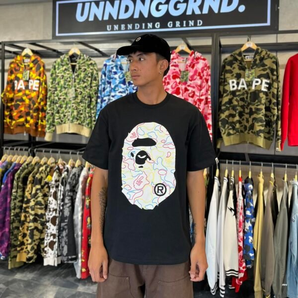 BRANDNEW BAPE Neon Camo Big Head Black Tee (XL) - SOLD