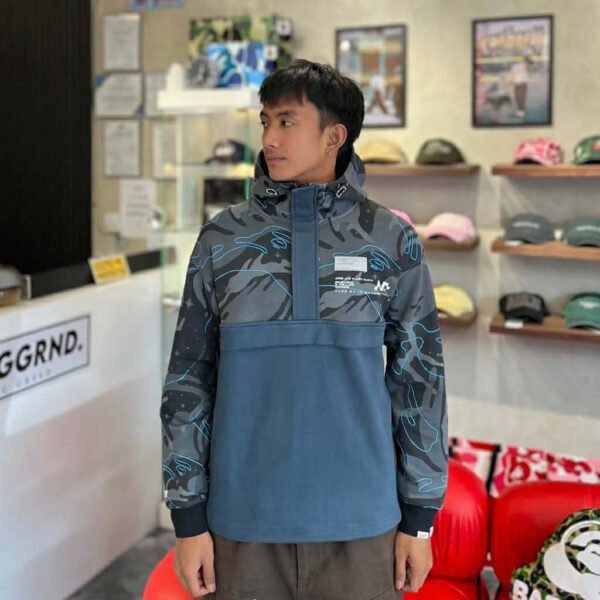 BRANDNEW AAPE Abstract Camo Panelled  Navy Hoodie (Medium)