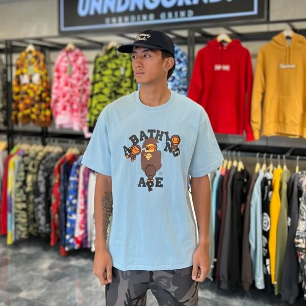 BRANDNEW BAPE Baby Milo Crack Head Sky Blue Tee (XL)