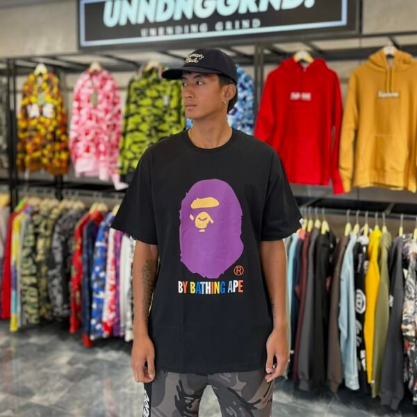BRANDNEW BAPE Purple Big Head Black Tee (2XL) - SOLD