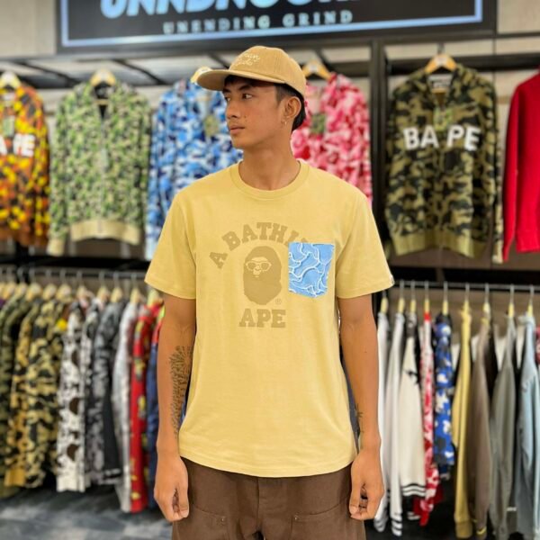 BRANDNEW BAPE ABC Sea Surface Camo College Yellow Pocket Tee (Large)