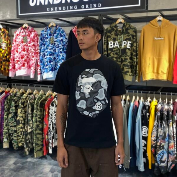 BAPE Liquid Camo Big Ape Head Black Tee (Large) - SOLD