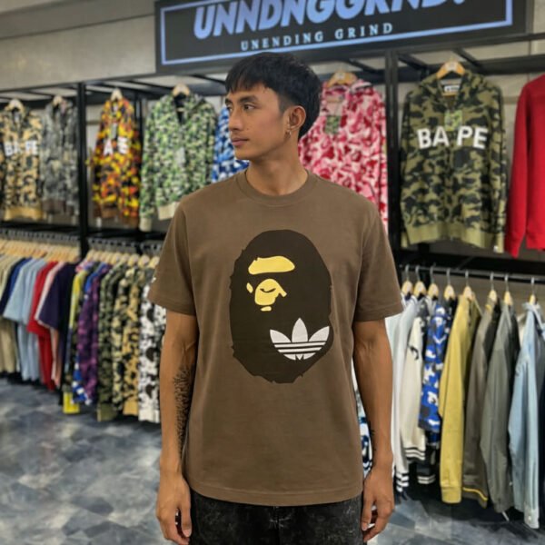 BRANDNEW BAPE x ADIDAS Big Head Brown Tee (Large) - SOLD