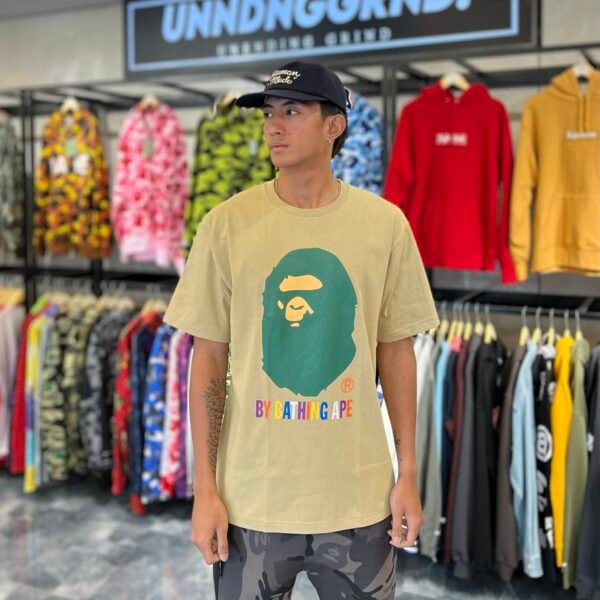 BRANDNEW BAPE Green Big Head Beige Tee (XL)
