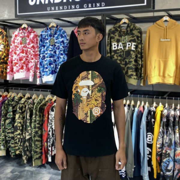 BAPE Forest Camo Big Head Black Tee (Large) - SOLD