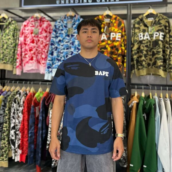 BRANDNEW BAPE Mega Color Camo Blue Tee (Medium)