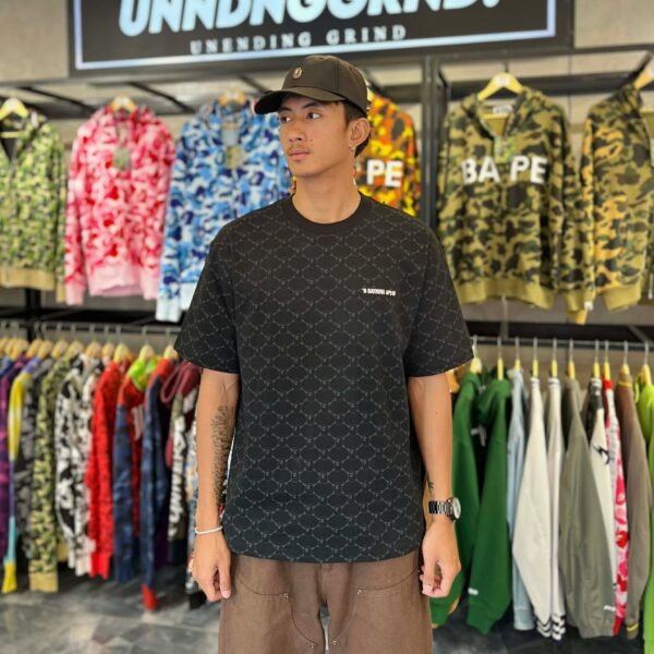 BRANDNEW BAPE College Monogram Logo Black Relaxed Fit Tee (Medium) - SOLD