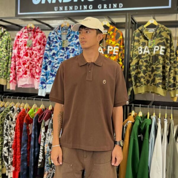 BRANDNEW BAPE One Point Brown Polo Shirt Relaxed Fit (Medium) - SOLD
