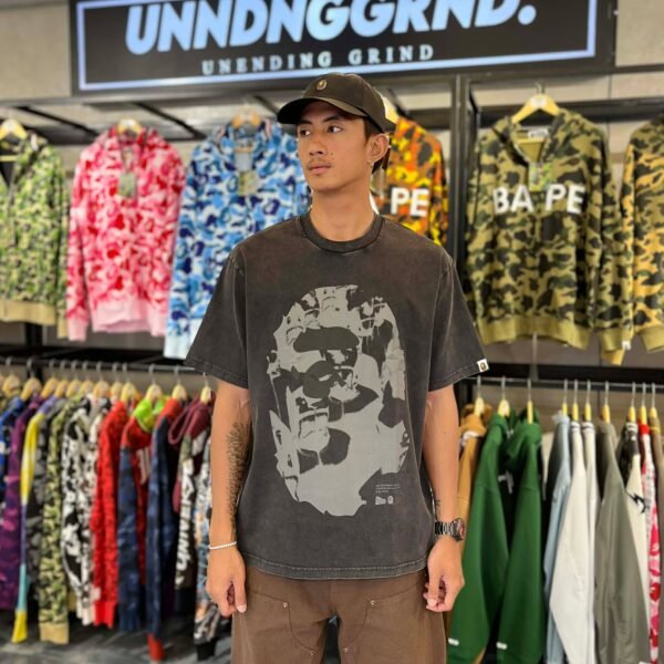 BRANDNEW BAPE Big Ape Head Heavy Washed Black Relaxed Fit Tee (Large) - SOLD