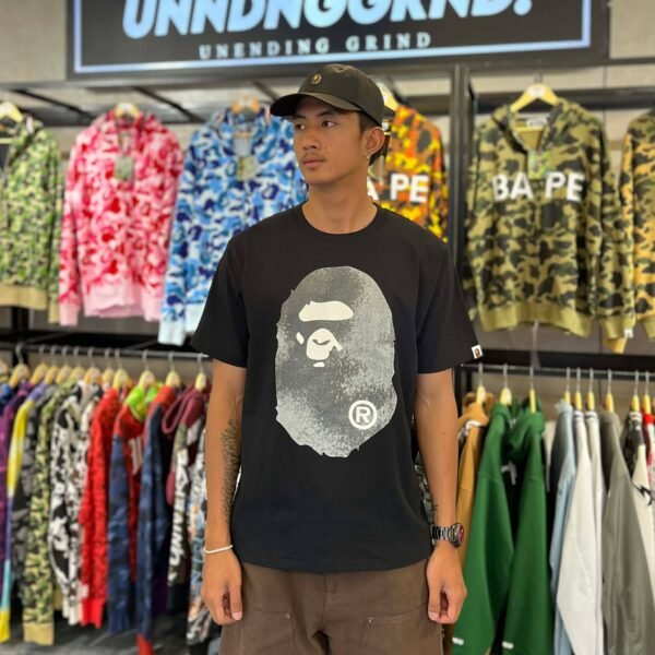 BRANDNEW BAPE High Tone Blech Ape Head Mirror Black Tee (Large) - SOLD