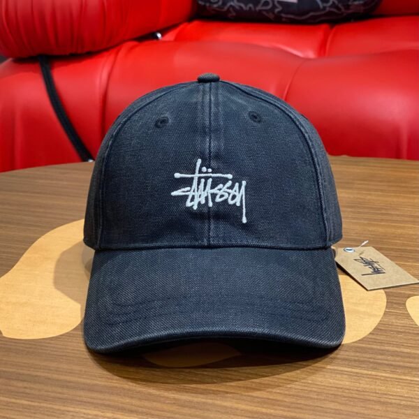 BRANDNEW STUSSY Washed Black Basic Canvas Cap - SOLD