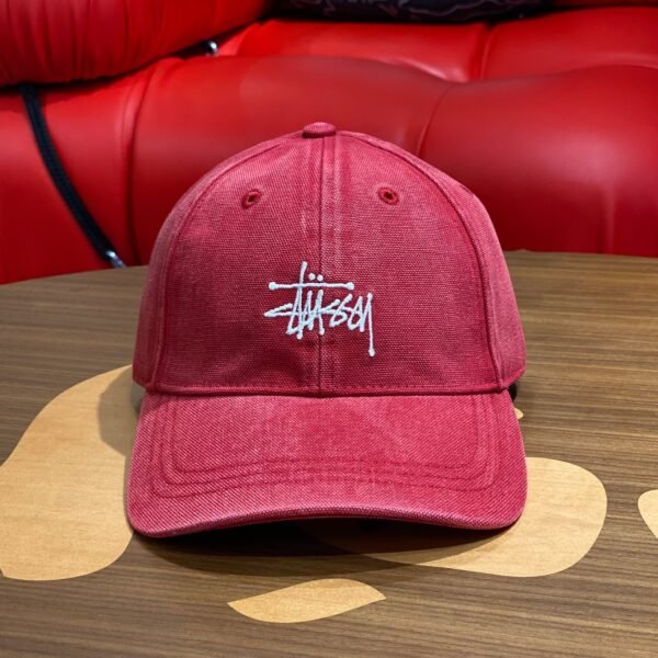 BRANDNEW STUSSY Washed Red Basic Canvas Cap - SOLD
