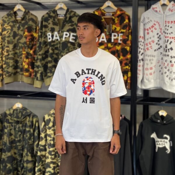 BRANDNEW BAPE Seoul Camo College White Tee (Medium)
