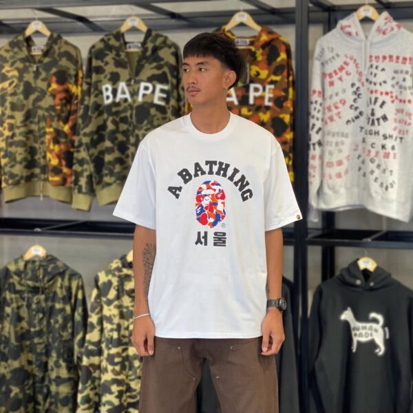 BRANDNEW BAPE Seoul Camo College White Tee (Large)