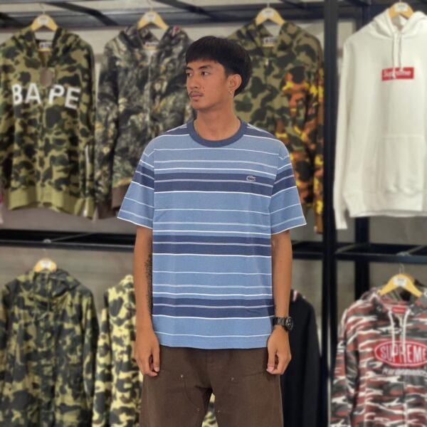 BRANDNEW LACOSTE Striped Blue Tee (Large) - SOLD