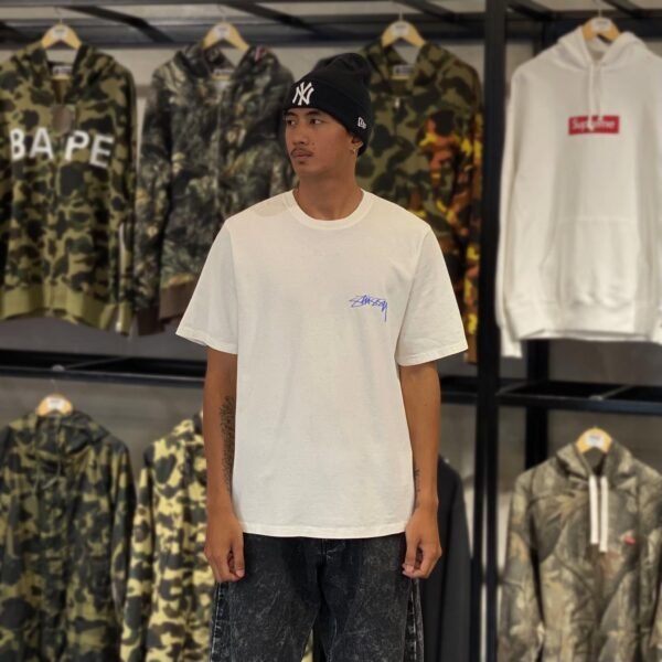 BRANDNEW STUSSY Skate Stack Pigment Dyed White Tee (Medium)