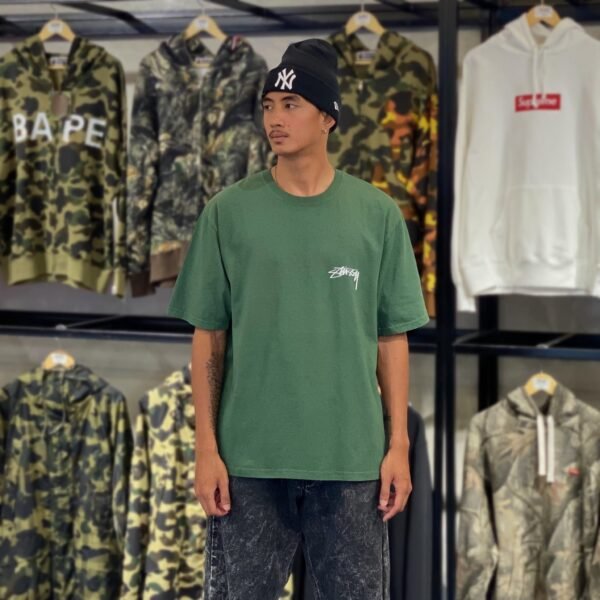 BRANDNEW STUSSY Skate Stack Pigment Dyed Green Tee (Large)