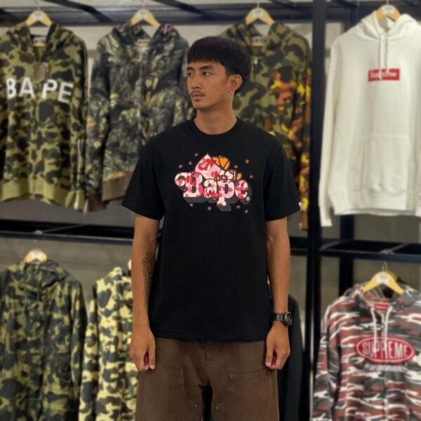 BRANDNEW BAPE Baby Milo ABC Sakura Camo Black Tee (Large)