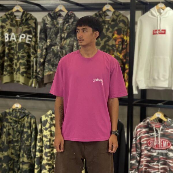 BRANDNEW STUSSY Skate Stack Pigment Dyed Pink Tee (Large)