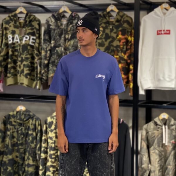 BRANDNEW STUSSY Skate Stack Pigment Dyed Navy Blue Tee (Medium)